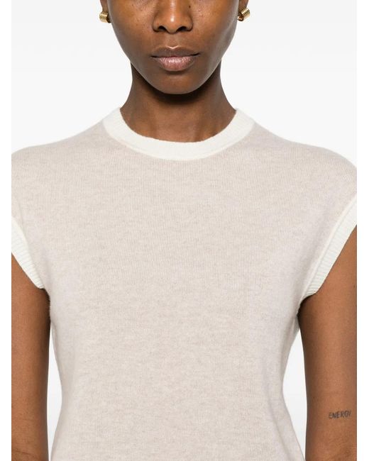Bompard White Contrasting-Trim Short-Sleeve Vest