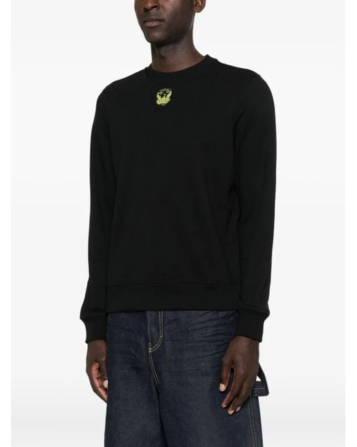 DIESEL Black Embroidered Crew-Neck Sweatshirt for men