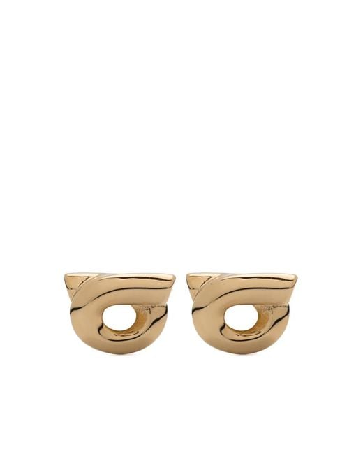 Ferragamo White -tone Gancini 10 Stud Earrings - Women's - Brass