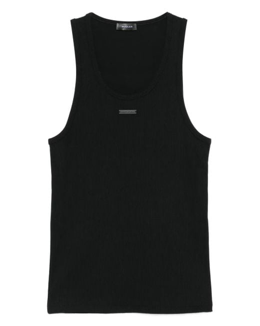 Canotta A Coste Con Scollo Ampio di Mugler in Black da Uomo