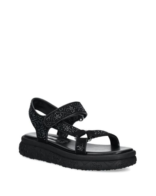 Guess Black 39Mm Lode Strappy Embellished Sandals