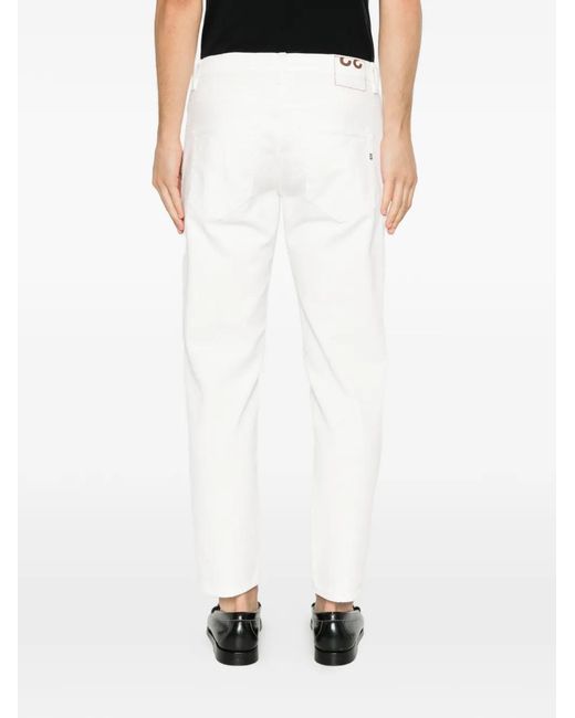 Dondup White Logo-Plaque Jeans for men