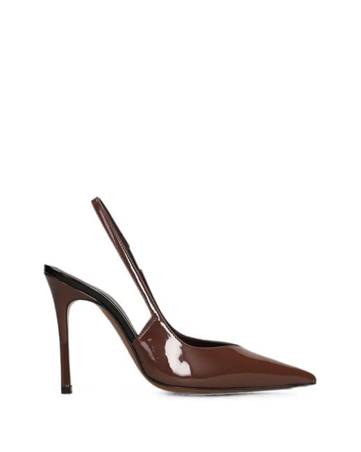 Roberto Festa Brown Patent-Finish Slingback Pumps