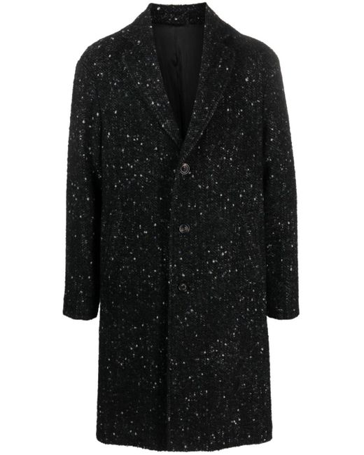 Lardini Einreihiger Tweed-Mantel in Black für Herren