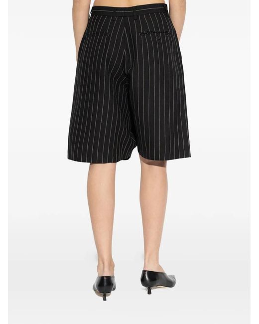 R13 Black Pinstripe Bermuda Shorts