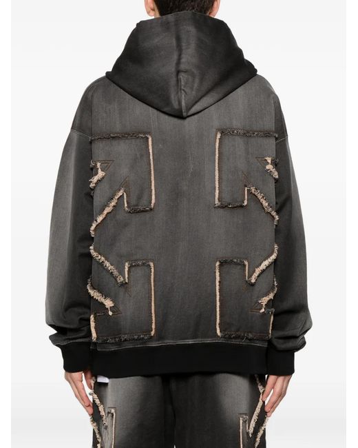 Off-White c/o Virgil Abloh Black Distressed Arrow Skate Zip Hoodie for men