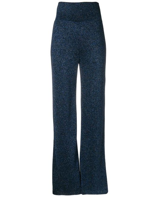 High-waisted Glitter Trousers in Blue 