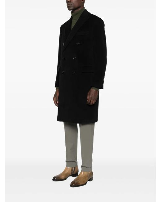 Lardini Black Double-Breasted Wool Coat for men