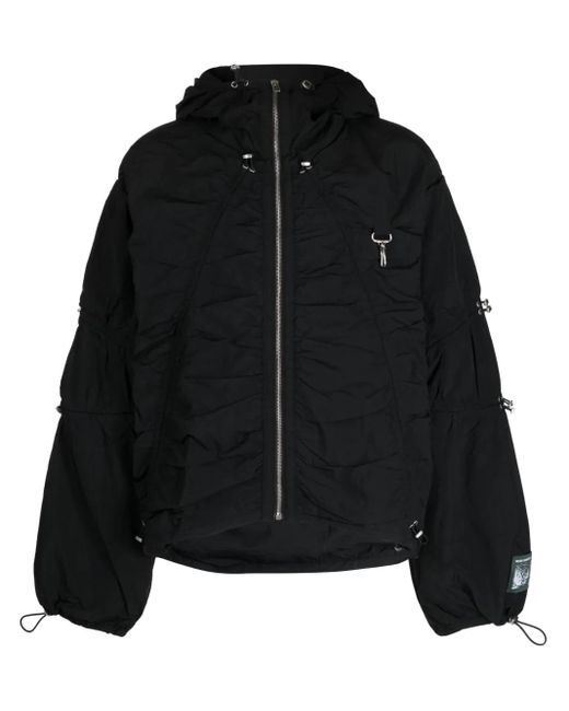 Reese Cooper Black Drawstring Zip-Up Hooded Jacket for men