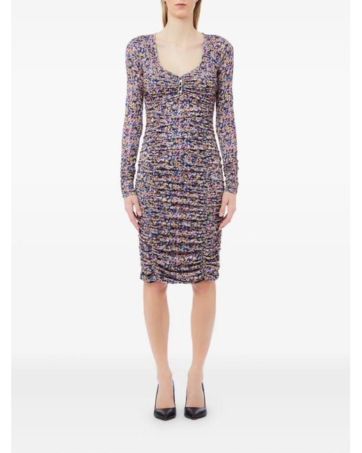 Liu Jo Purple Floral-Print Midi Dress