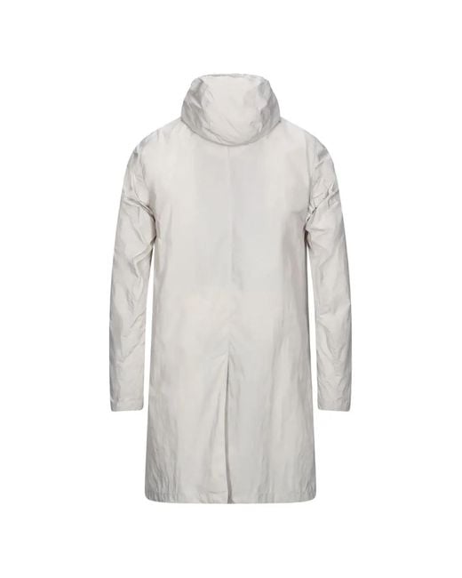 Herno Gray Hooded Single-Breasted Coat for men