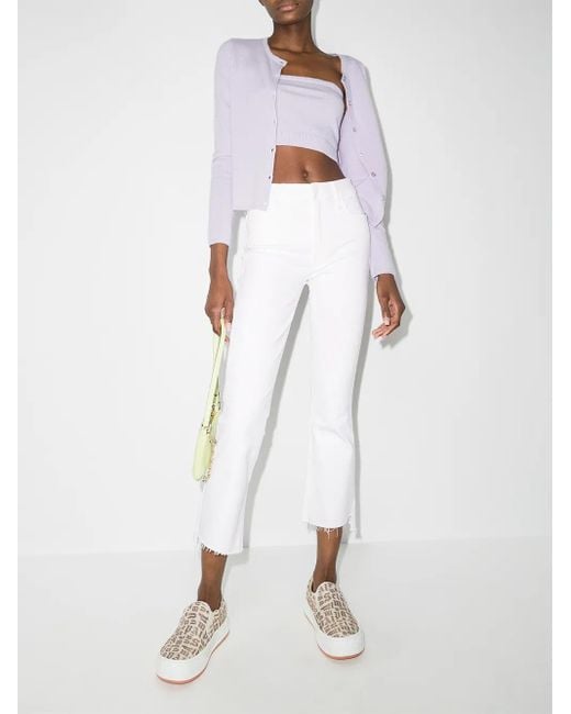 Mother The Insider Crop Step Fray ジーンズ White