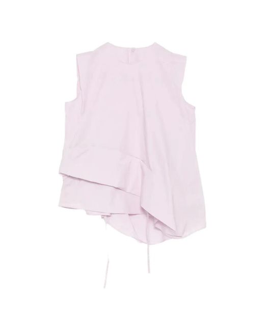 JNBY Pink Asymmetric Ruffled Blouse