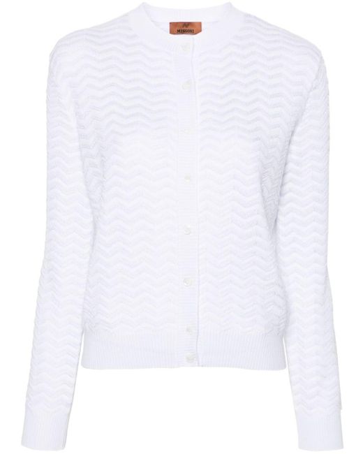 Missoni White Zigzag-woven Button-up Cardigan