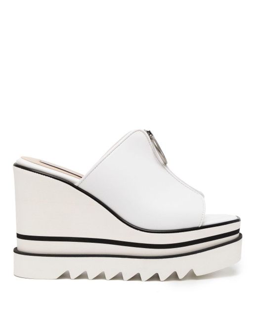 Stella McCartney Sneak-elyse 80mm Wedge Sandals in White | Lyst Canada