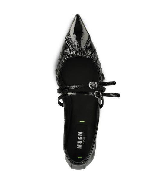 MSGM Black Ruched Ballet Flats
