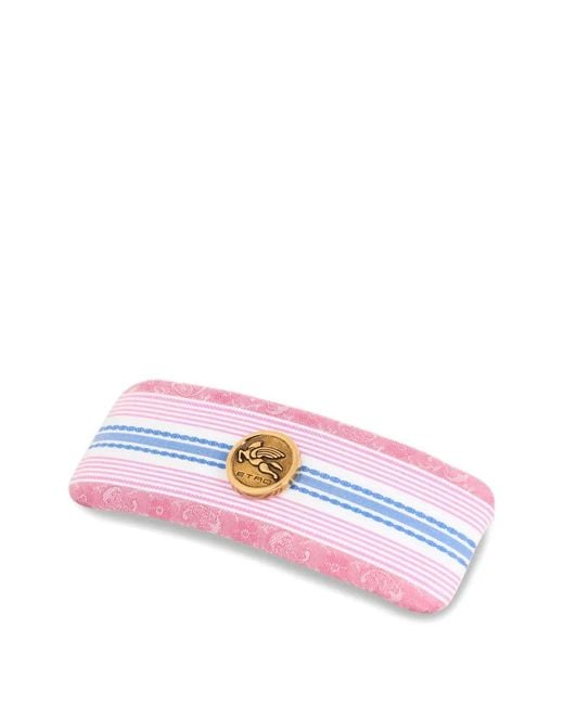 Etro Pink Striped Cotton Hair Clip