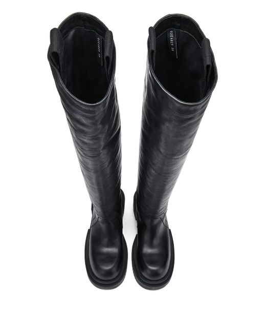 Rick Owens Black Leather Over-The-Knee Sneakers