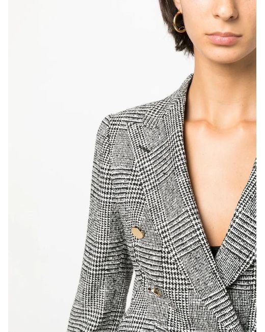 Tagliatore Gray Check-Print Double-Breasted Blazer