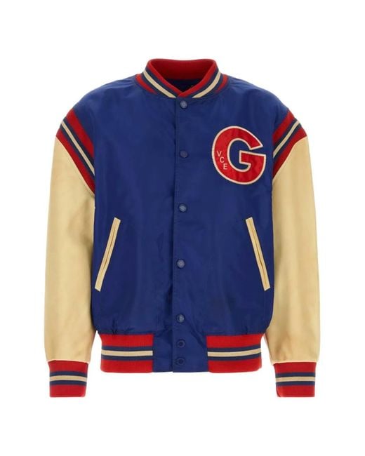 Golden Goose Deluxe Brand Blue Patch Detail Nylon Bomber Jacket for men