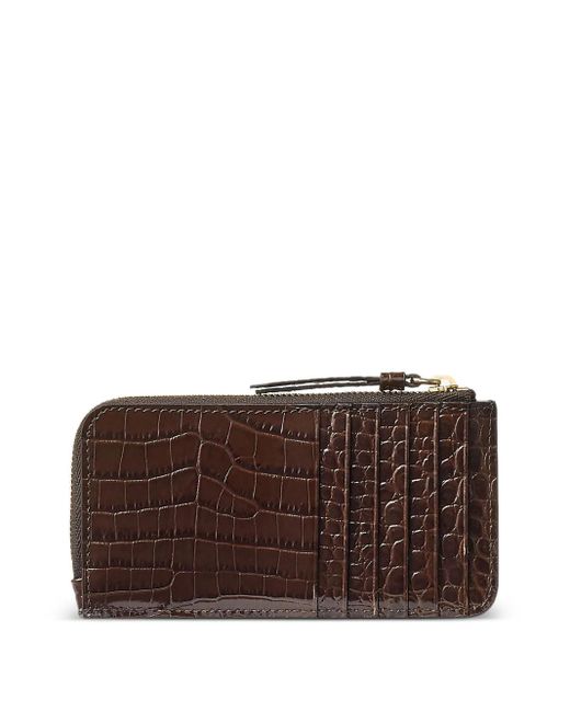 Jimmy Choo Brown Lise-Z Crocodile-Effect Zip-Around Wallet