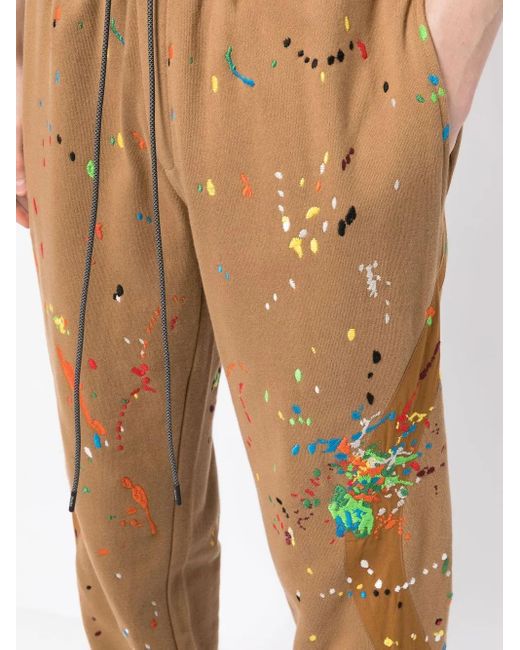 Mostly Heard Rarely Seen Natural Warped Paint-Embroidered Track Pants for men