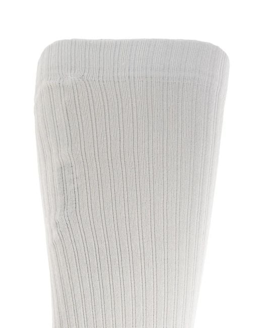Rick Owens White Ribbed Socks
