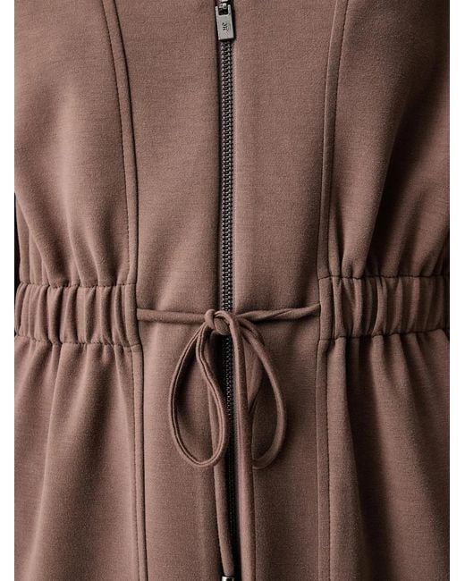 Joseph Ribkoff Brown Drawstring-Waist Zip-Up Mini Dress
