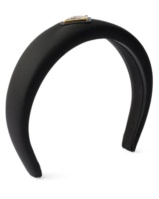 Prada Black Logo-Plaque Re-Nylon Headband