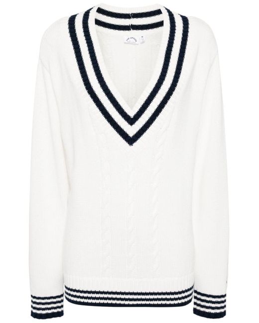 The Upside White Louise Cable-knit Organic Cotton Sweater