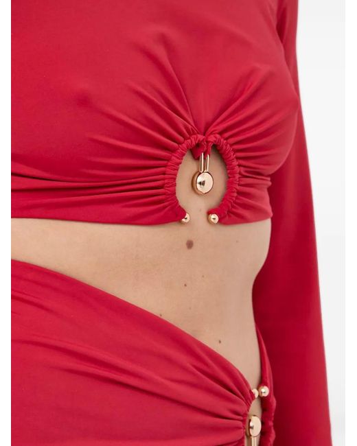 Bardot Red Cut-Out Straight Maxi Skirt