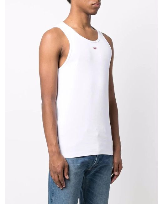 DIESEL White Logo Patch Tank Top for men