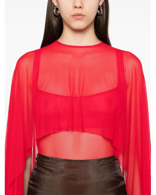 Atu Body Couture Red Semi-Sheer Bodysuit
