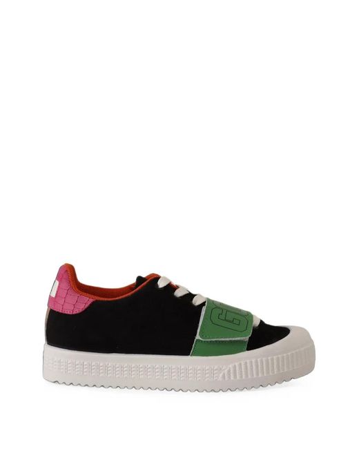 Gcds Green Logo-Strap Suede Sneakers