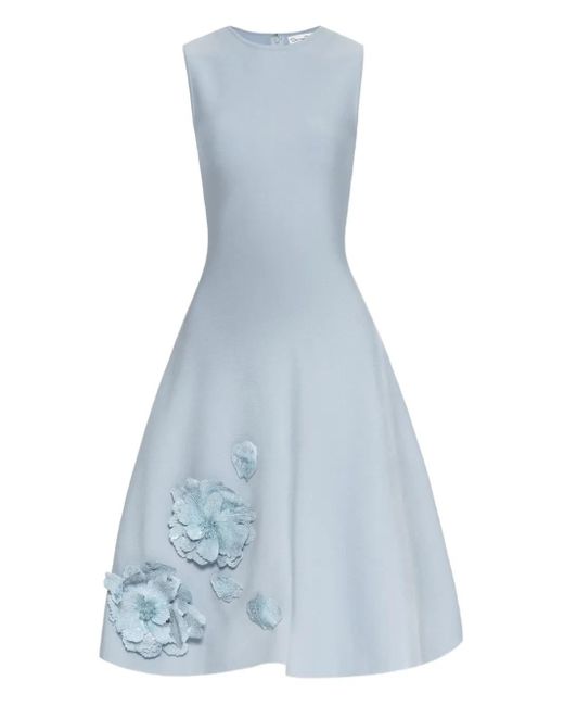 Oscar de la Renta フローラル ミニドレス Blue
