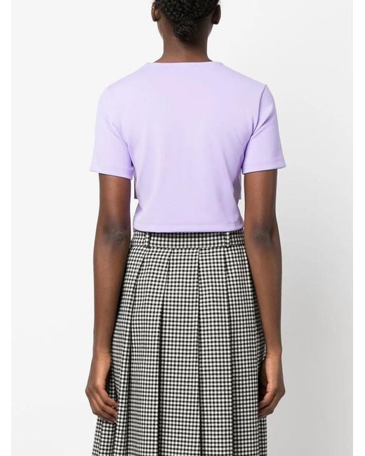 Viktor & Rolf Purple Bow Embellished Cut-Out Cotton Top