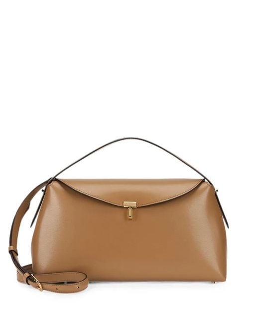 Totême Brown T-Lock Leather Tote Bag