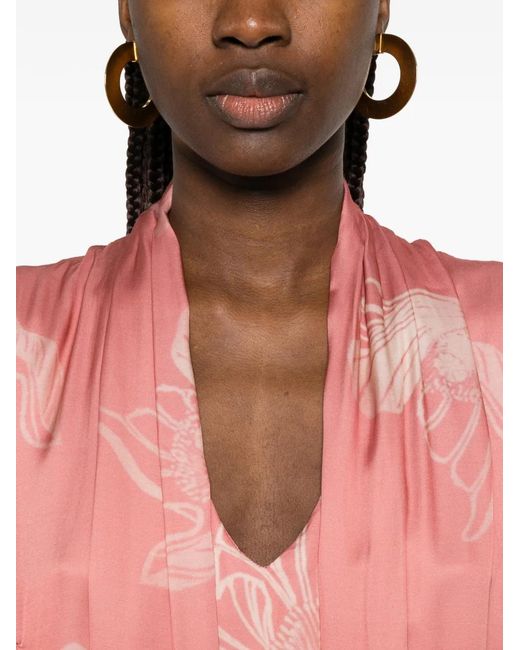 Ottod'Ame Pink Floral Midi Dress