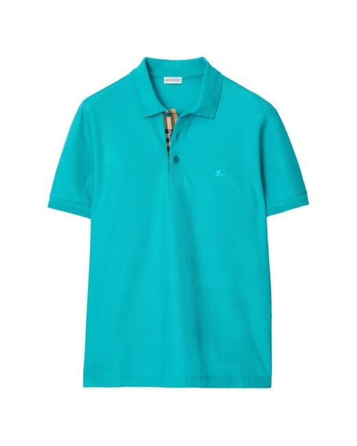 Burberry Blue Cotton Polo Shirt for men