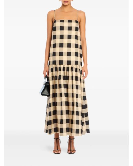 SER.O.YA Natural Aydan Gingham Tiered Maxi Dress