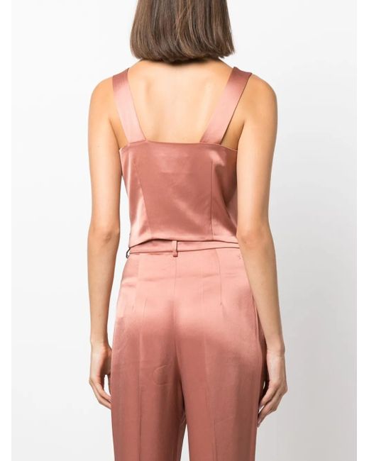 Nanushka Pink Petra Sleeveless Draped Satin Top