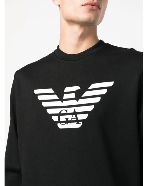 Emporio Armani Black Logo Cotton Sweatshirt for men