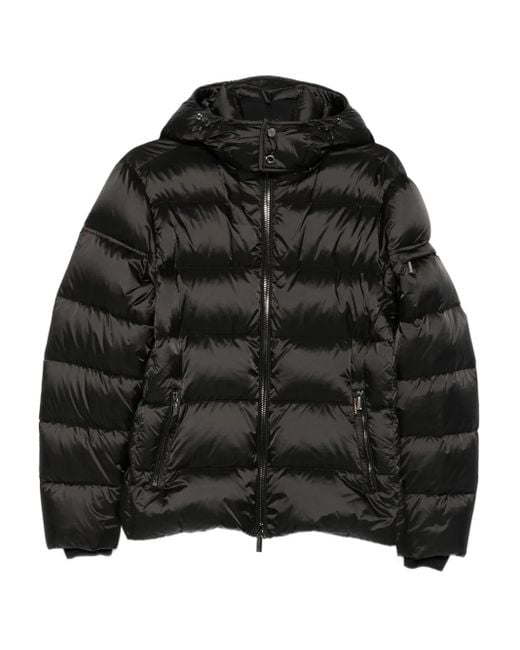 Moorer Black Hooded Quilted Jacket for men