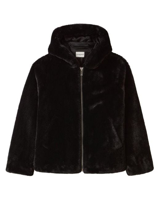 Claudie Pierlot Black Hooded Faux-Fur Jacket