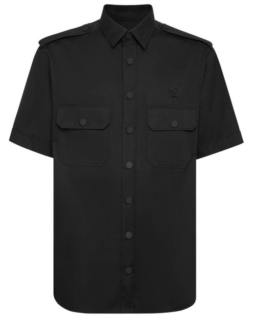 Camisa con aplique del logo Philipp Plein de hombre de color Black