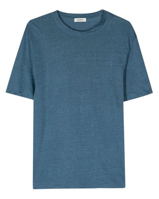 Sandro Blue Crew-neck Linen T-shirt for men