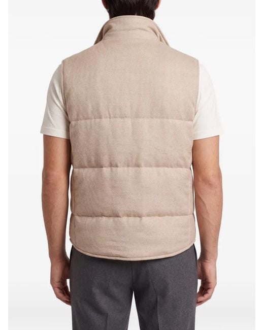 Brunello Cucinelli Natural Padded Button-Down Vest for men