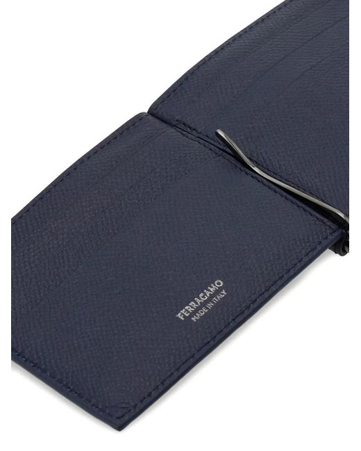Ferragamo Blue Portafoglio Gancini Con Clip for men