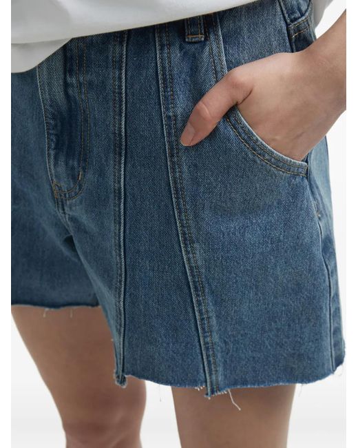 B+ AB Blue Contrast-Stitching Denim Shorts