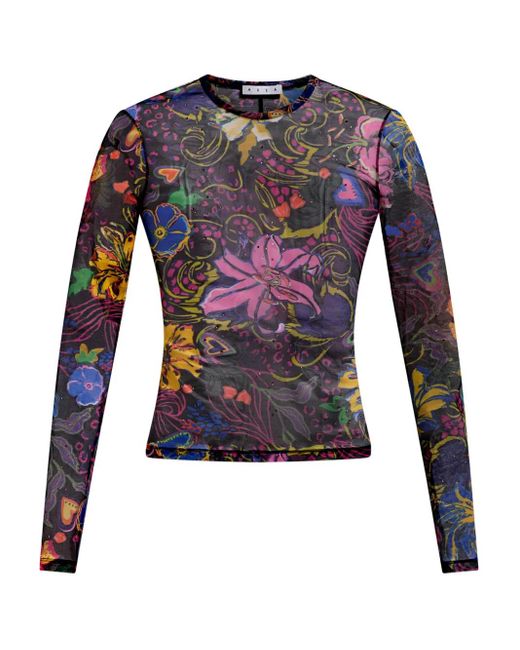 Area Blue Hotfix Printed Tulle Top